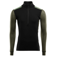 Tričko dlhý rukáv Aclima WoolNet Mockneck Shirt Men Jet Black / Olive Night / Dill