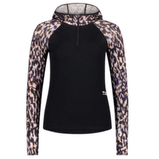 Tričko dlhý rukáv Mons Royale Bella Merino Long Sleeve Hood Women Rock Leopard/Black
