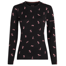 Tričko dlhý rukáv Icebreaker Merino 200 Oasis LS Crewe Ski Day Women BLACK/ACID PINK/AOP