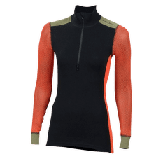 Tričko dlhý rukáv Aclima WoolNet Hiking Mock Neck shirt Women Jet Black/Poinciana/Capulet