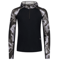 Tričko dlhý rukáv Mons Royale Temple Merino Long Sleeve Hood Men Rock Camo/Black
