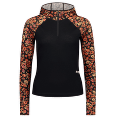 Tričko dlhý rukáv Mons Royale Bella Merino Long Sleeve Hood Women Ditzy Camo / Black
