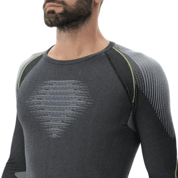 Tričko dlhý rukáv UYN Evolutyon UW Shirt Melange Men Anthracite melange/Blue/Yellow Shiny