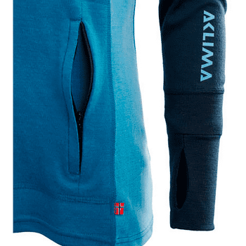 Mikina Aclima WarmWool Hood Sweater W/Zip Women Navy Blazer / Blue Sapphire / Azure Blue