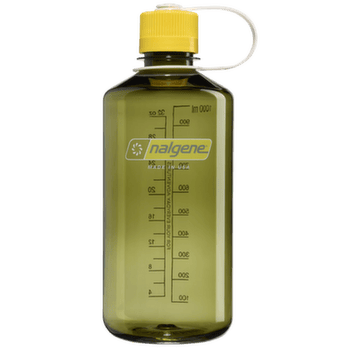 Fľaša Nalgene Narrow-Mouth 1000 mL Sustain Oil Green w/Freesia