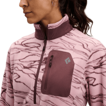 Pulóver Black Diamond Rift HZ Fleece Jacket Women Relief-Meadow Rose-Fig