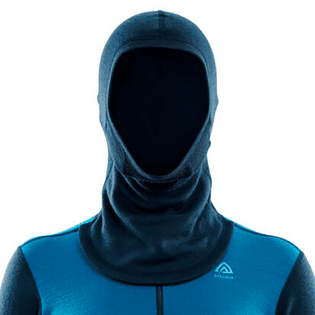 Mikina Aclima WarmWool Hood Sweater W/Zip Women Navy Blazer / Blue Sapphire / Azure Blue