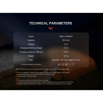 Batérie Fenix RCR123A 800 mAh USB-C Li-ion