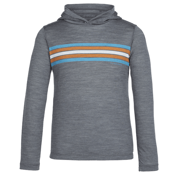 Tričko dlhý rukáv Icebreaker Sphere LS Hood Coronet Stripe Boy Gritstone HTHR IBANS_00894