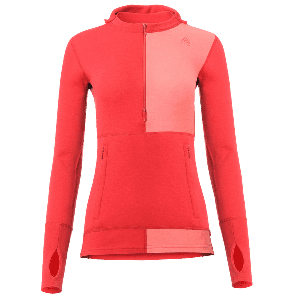 Mikina Aclima WarmWool Hood Sweater W/Zip Women Jester Red/Spiced Coral/Spiced Apple