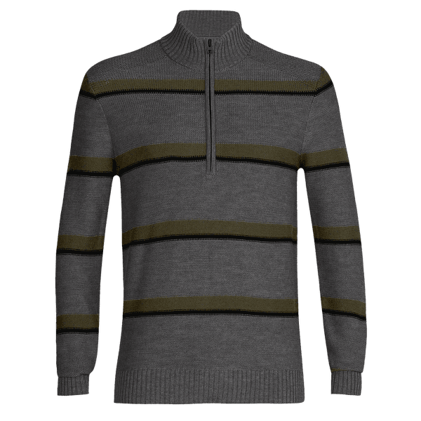 Pulóver (3/4 zapínanie) Icebreaker Waypoint LS Half Zip Men GRITSTNE HTHR/LDEN/BLK/S