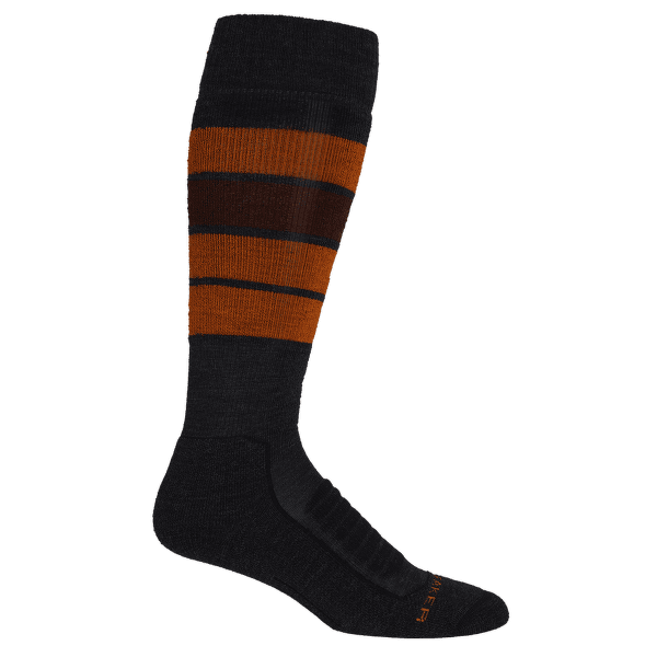 Podkolienky Icebreaker Ski+ Medium OTC Heritage Stripe Men JET HTHR/SPICE/ESPRESSO