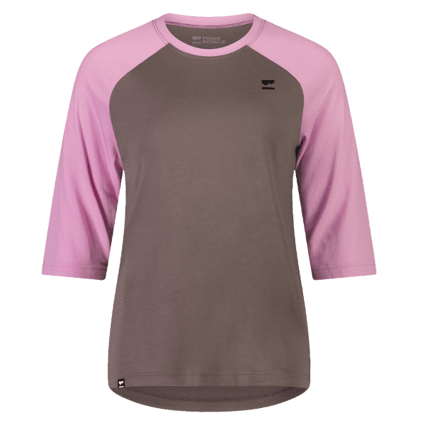 Tričko krátky rukáv Mons Royale Tarn Merino Shift Raglan 3/4 Women Pop Pink / Iron