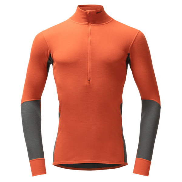 Tričko dlhý rukáv Devold Wool Mesh 190 Zip Neck Man 087D BRICK/CASTLEROCK