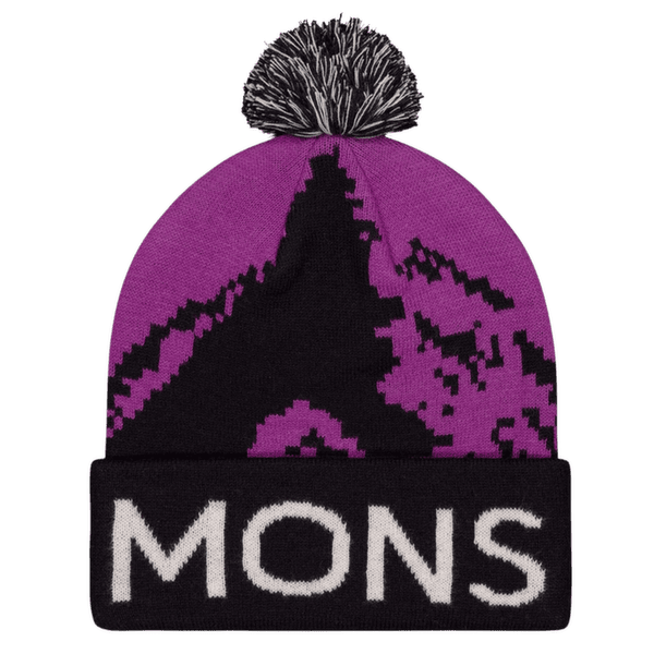 Čiapka Mons Royale Mtn Pixel Merino Pom Pom Beanie Purple Bolt / Black