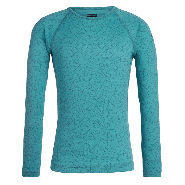 Tričko dlhý rukáv Icebreaker Oasis LS Crewe Sky Paths Kid ARCTIC TEAL