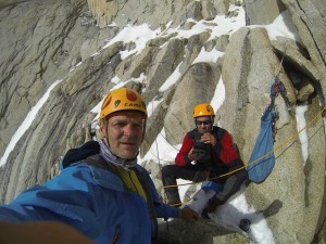 Michal Brunner a Jindřich Hudeček při prvovýstupu na Michal Brunner a Jindřich Hudeček při prvovýstupu na Aguja Poincenot v Patagonii
