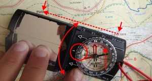 Přenesení azimutu do mapy prostřednictvím kompasu